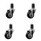 Service Caster 3'' Black Poly Wheel Swivel 1-5/8'' Expanding Stem Caster Set, 4PK SCC-EX20S314-PPUB-BLK-158-4 - alternate 1